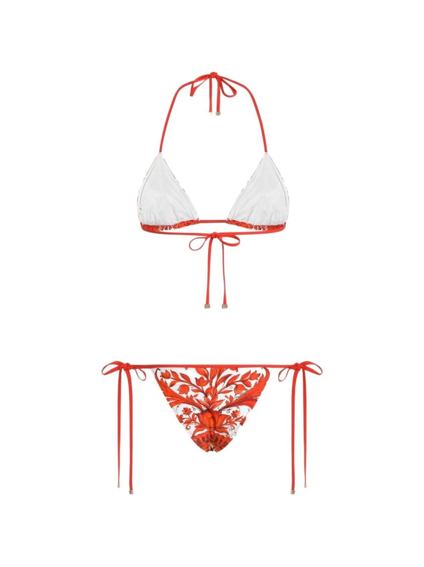 Dolce & Gabbana Multicolor Leaf Print Bikini Set