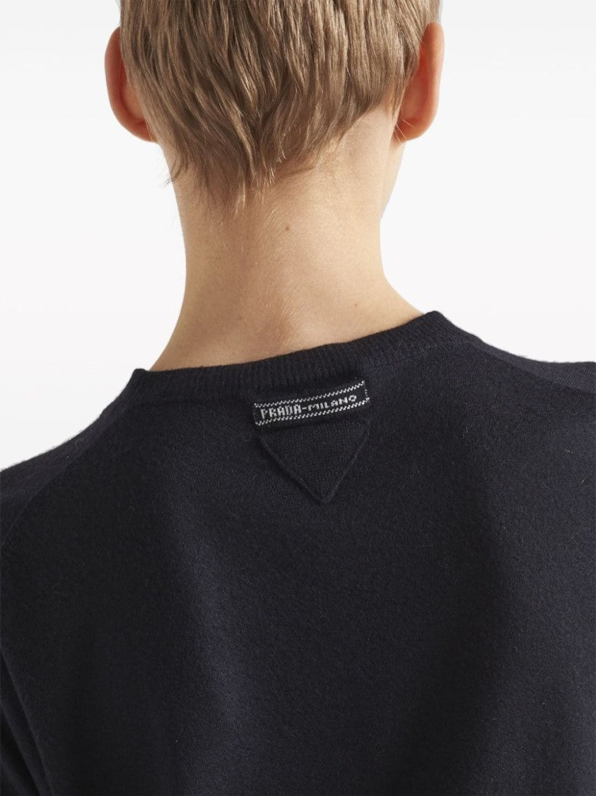 Prada Triangle-Logo Cashmere Knitted Top