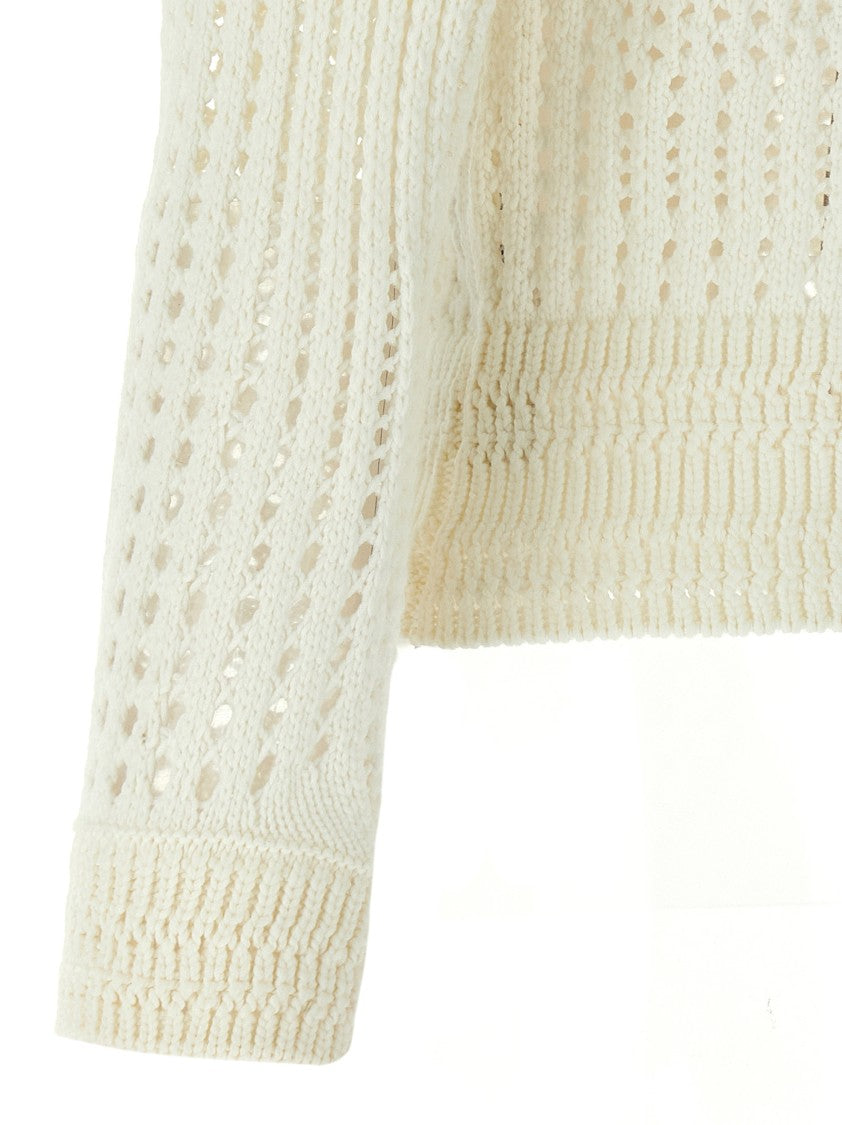 Ermanno Scervino Cropped Openwork Cardigan With Rhinestone Appliqué