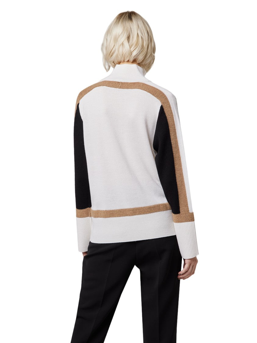 Alpha Studio Graphic Block Long-Sleeve Turtleneck Sweater