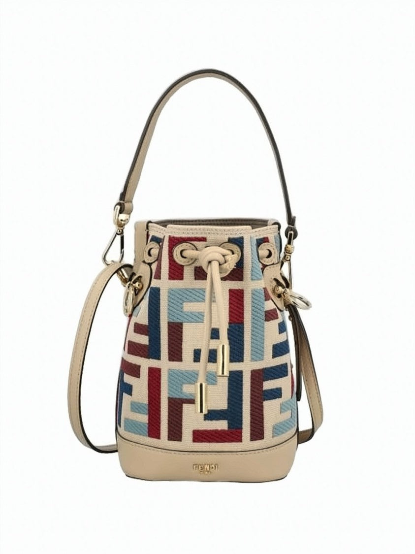 Fendi Mini Bucket Bag With Multicolor Geometric Pattern