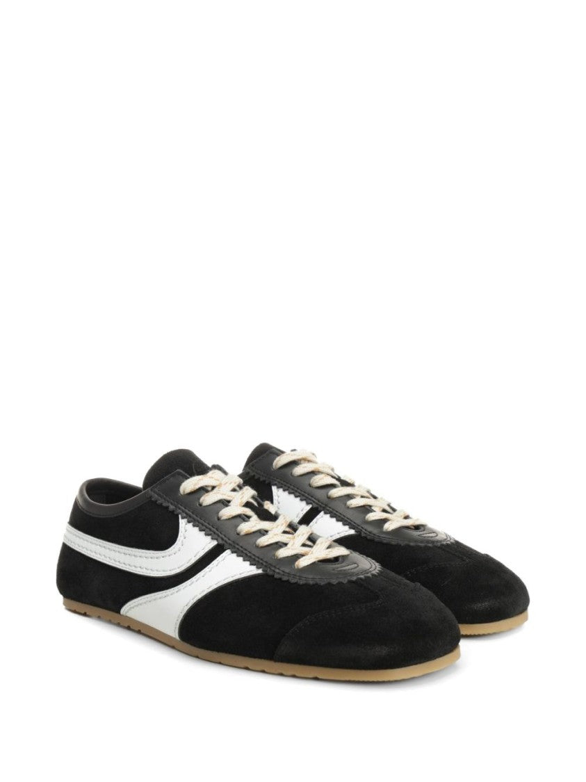 Dries Van Noten Black Suede Sneakers With Contrasting White Details