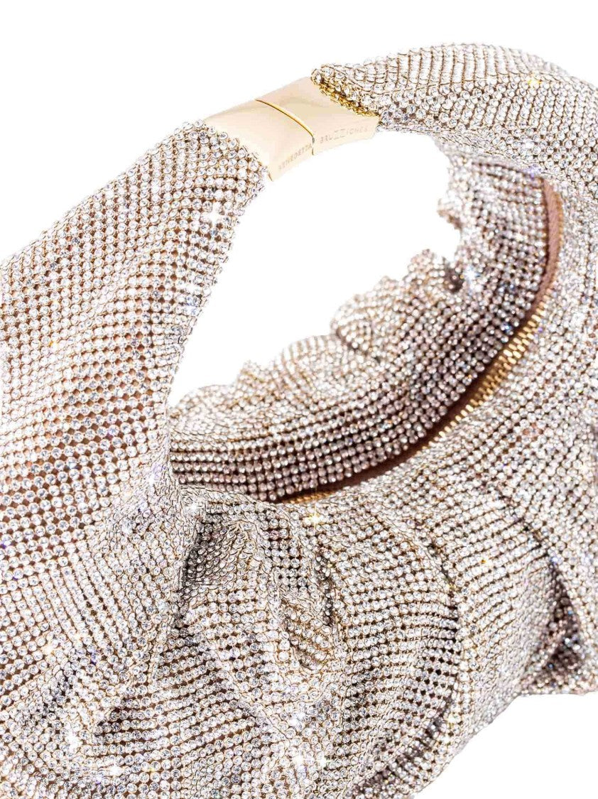 Benedetta Bruzziches Draped Aluminum Mesh Handbag With Rhinestone Detailing