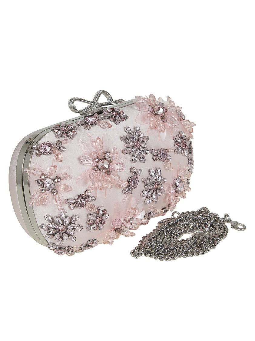 Self-Portrait Beaded Satin Clutch