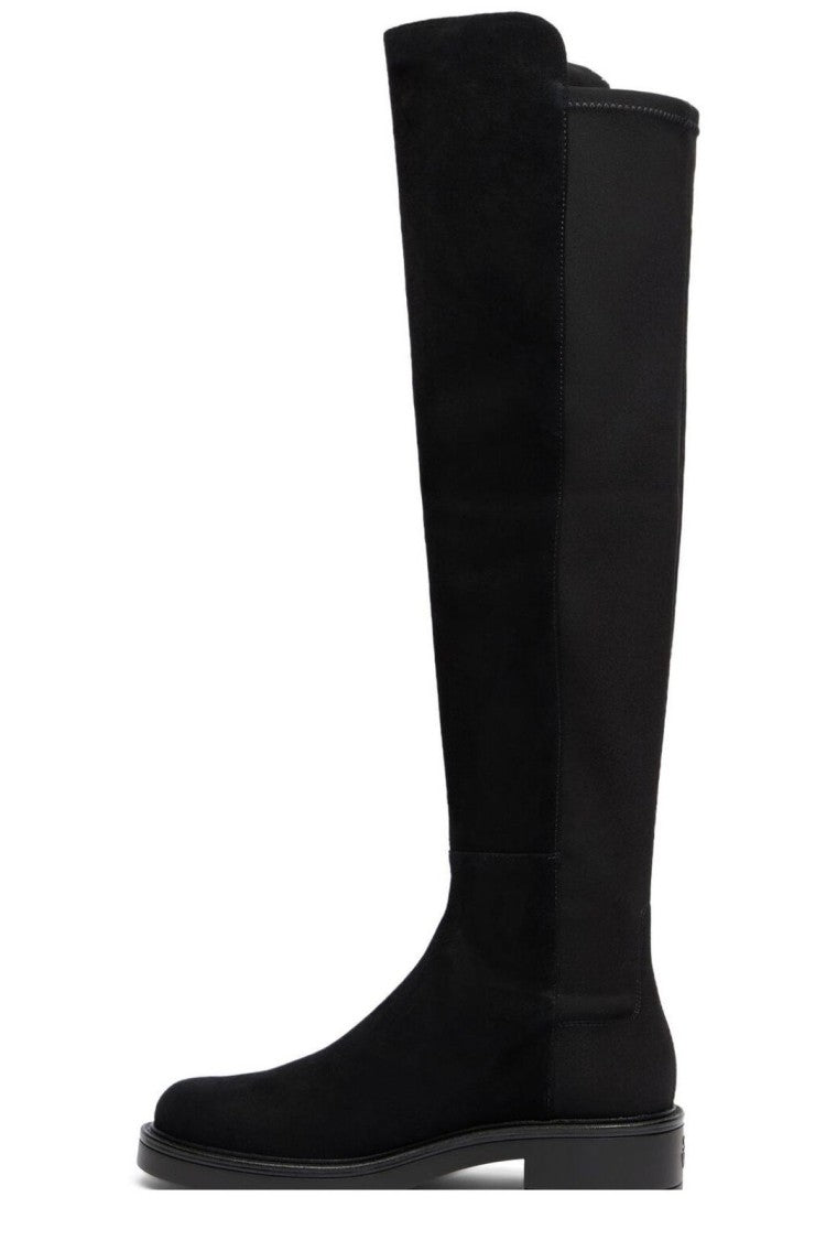 Stuart Weitzman Suede Over-The-Knee Boots With Rounded Toe And Low Block Heel