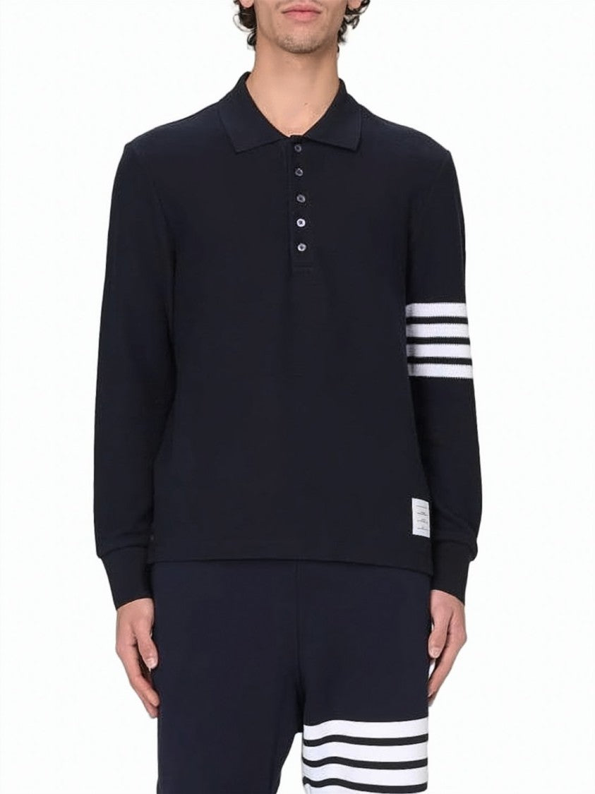 Thom Browne Long-Sleeve Polo Shirt With Classic Collar
