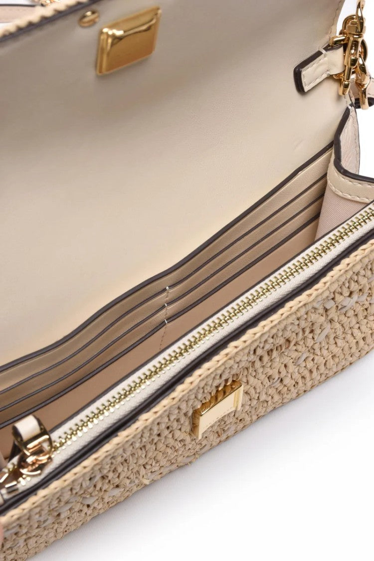 Tory Burch Britten Rafia Crochet Shoulder Bag - Beige
