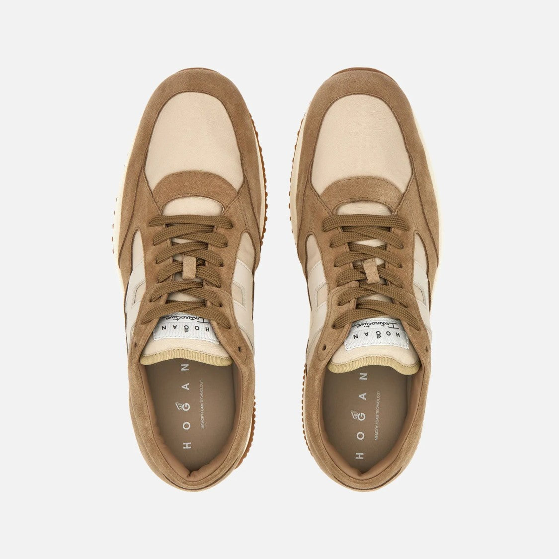 Hogan Interactive Lace-Up Sneakers In Calfskin And Nylon