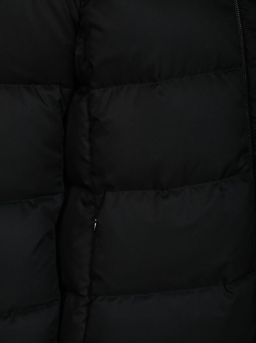 Herno Black A-Shape Faux Fur Trim Down Coat