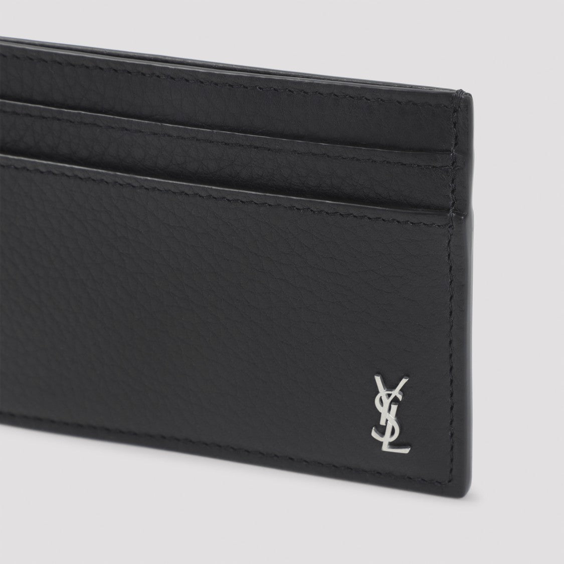 Saint Laurent Compact Black Grained Calf Leather Cardholder