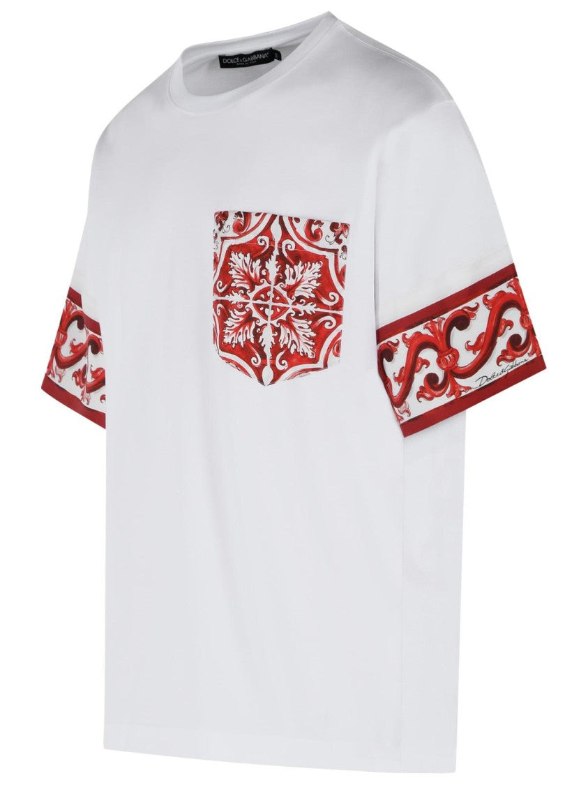 Dolce & Gabbana 'Maiolica' Print Cotton And Silk T-Shirt