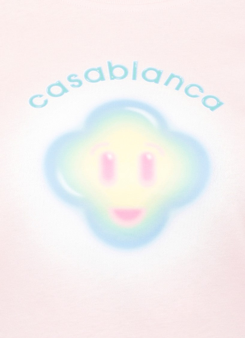 Casablanca Pink Airbrush Smiley Cotton T-Shirt