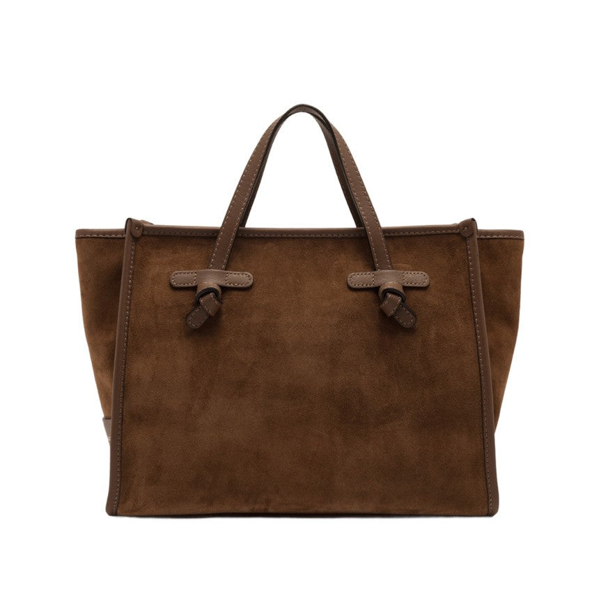Marcella Structured Brown Calfskin Shopper Bag