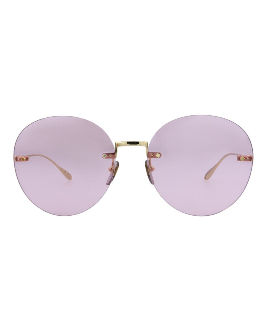 Gucci Round-Frame Gold-Tone Metal Sunglasses With Removable Danglers