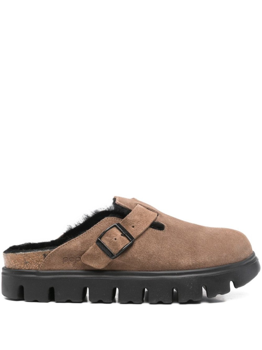 Birkenstock Calf Leather Slip-On Sandals With Adjustable Buckle