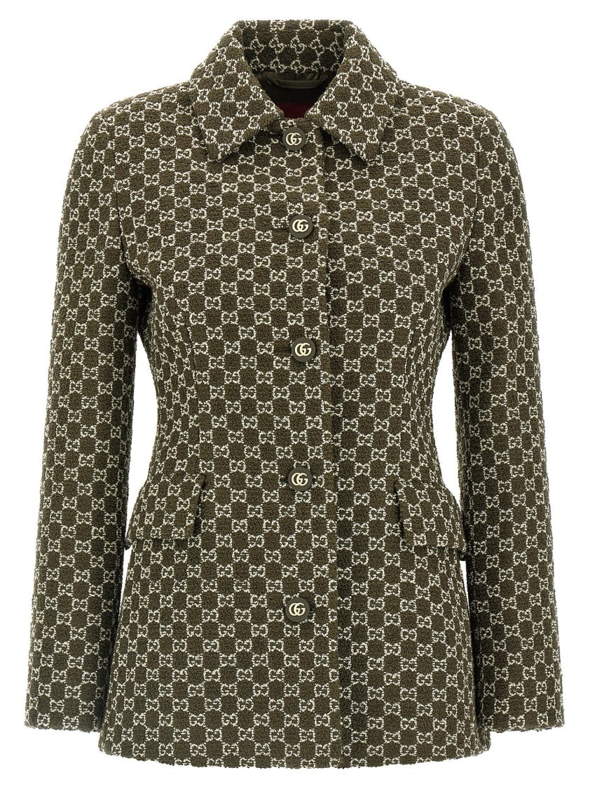 Gucci Gg Bouclé Cotton Blazer With Structured Collar