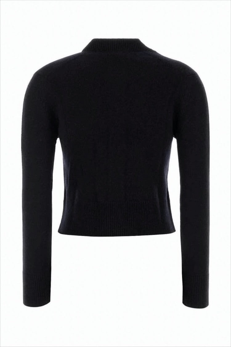 Maison Kitsuné Fitted Cropped Lambswool Cardigan With Fox Emblem