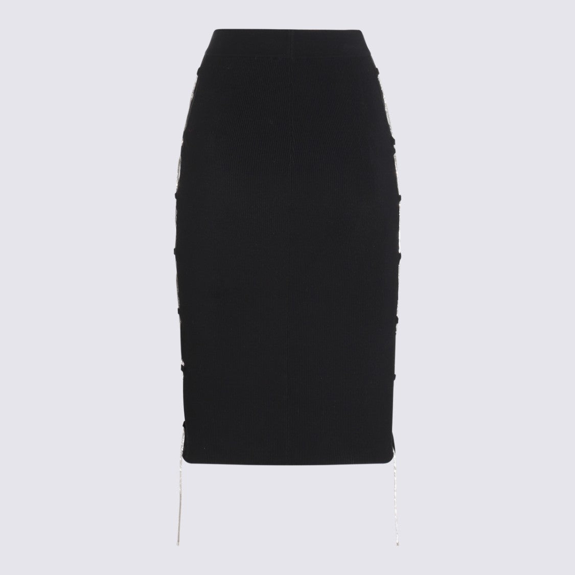 Giuseppe Di Morabito Fitted Black Pencil Skirt With Lace-Up Detail