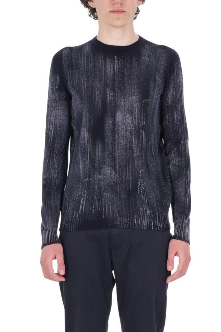 Avant Toi Blue Scratched Cashmere Crewneck Sweater