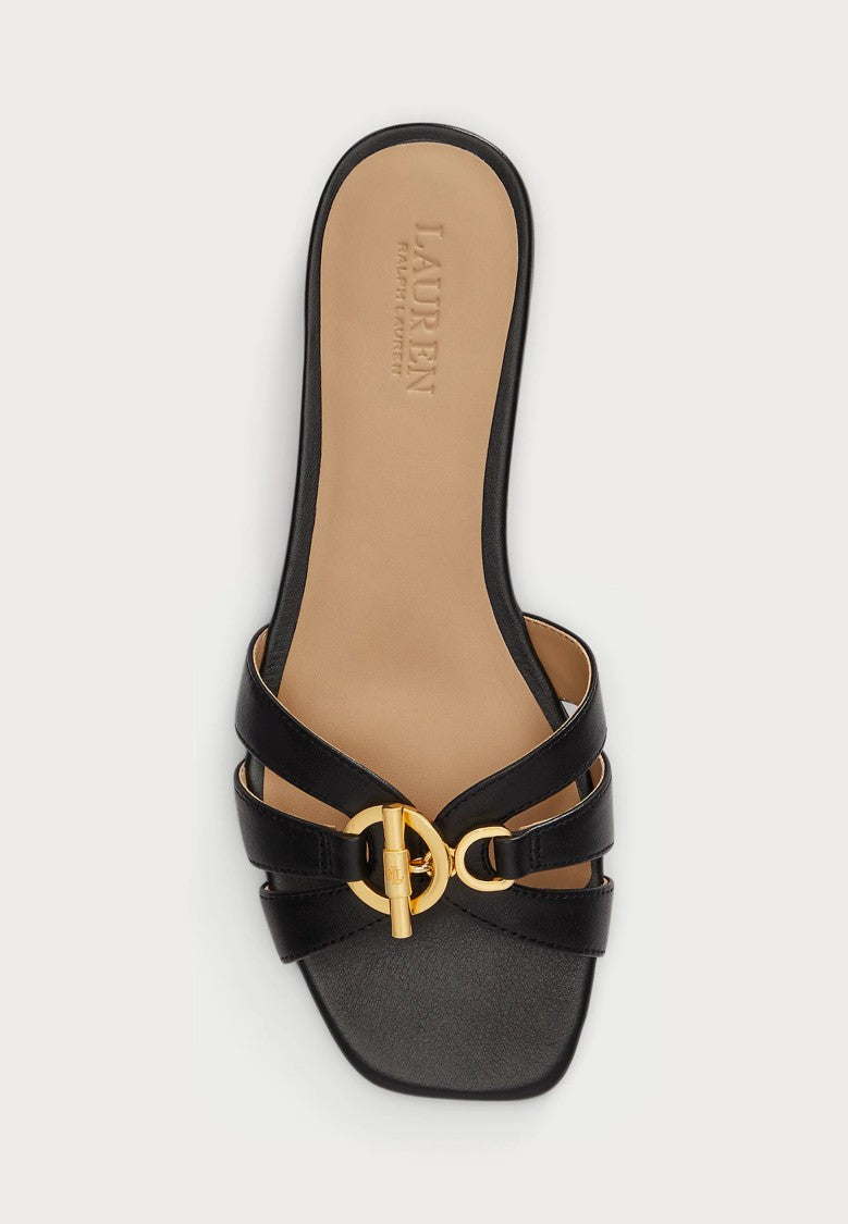 Lauren Ralph Lauren Black Blaike Slide Leather Sandals