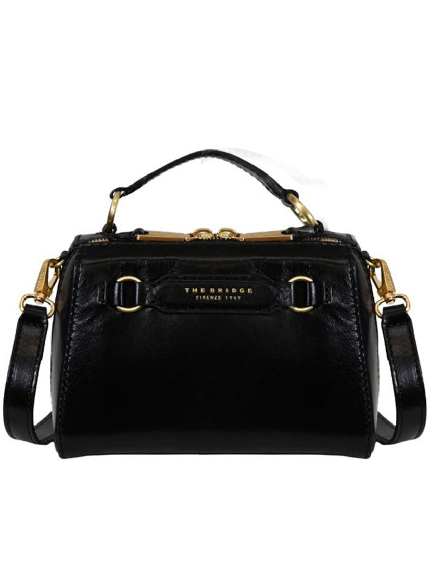 The Bridge Black Top Handle Structured Leather Handbag