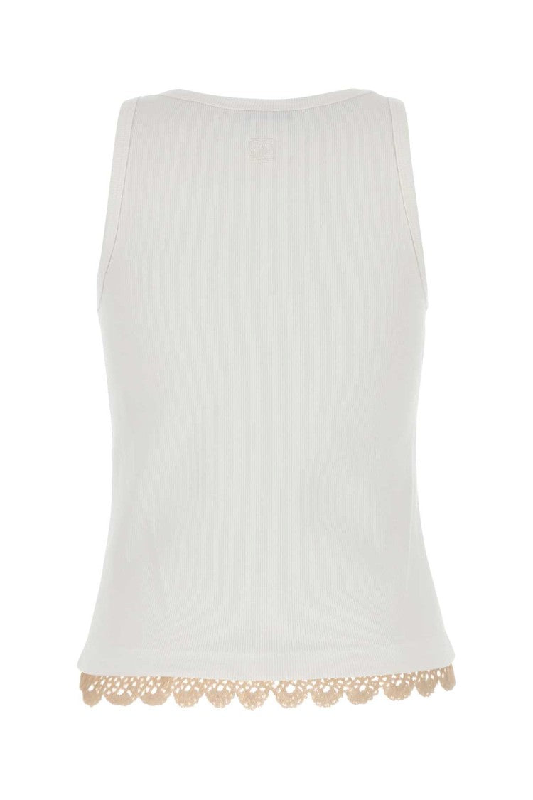 Magda Butrym White Stretch Cotton Tank Top