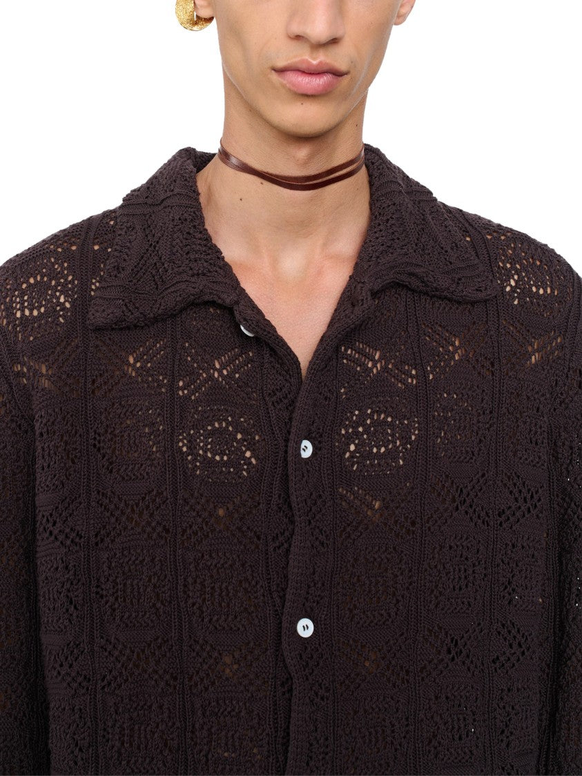 Séfr Textured Open-Knit Shirt With Geometric Pattern