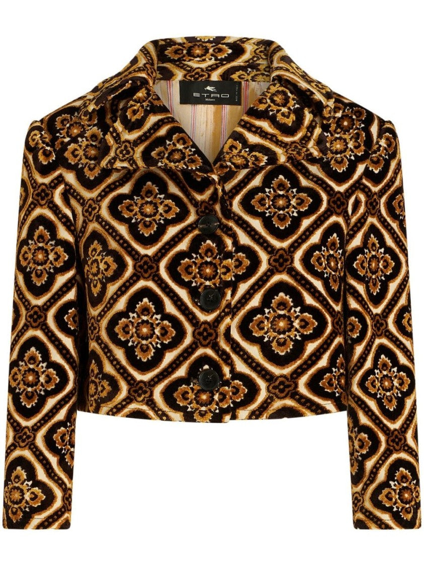 Etro Geometric-Print Cropped Jacket