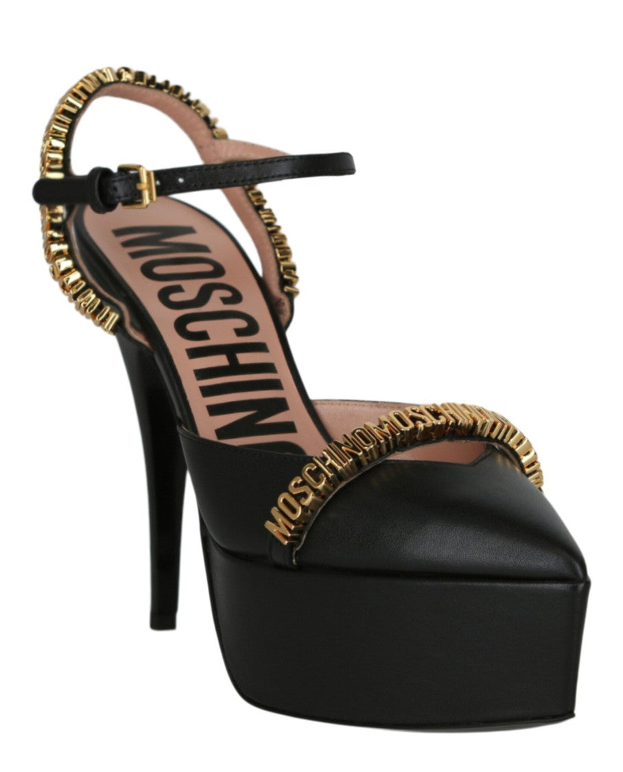 Moschino Logo Lettering Ankle Strap Pumps