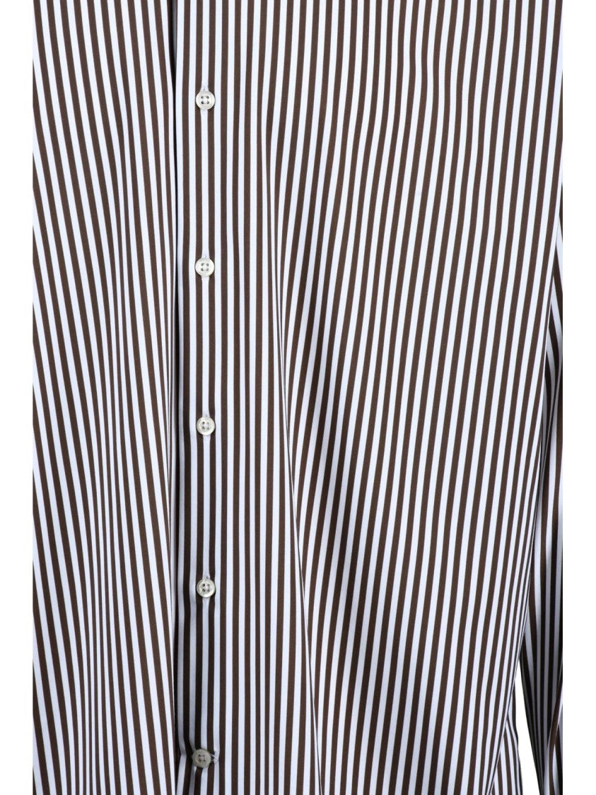 Ghirardelli Next Brown Polyamide-Blend Striped Shirt