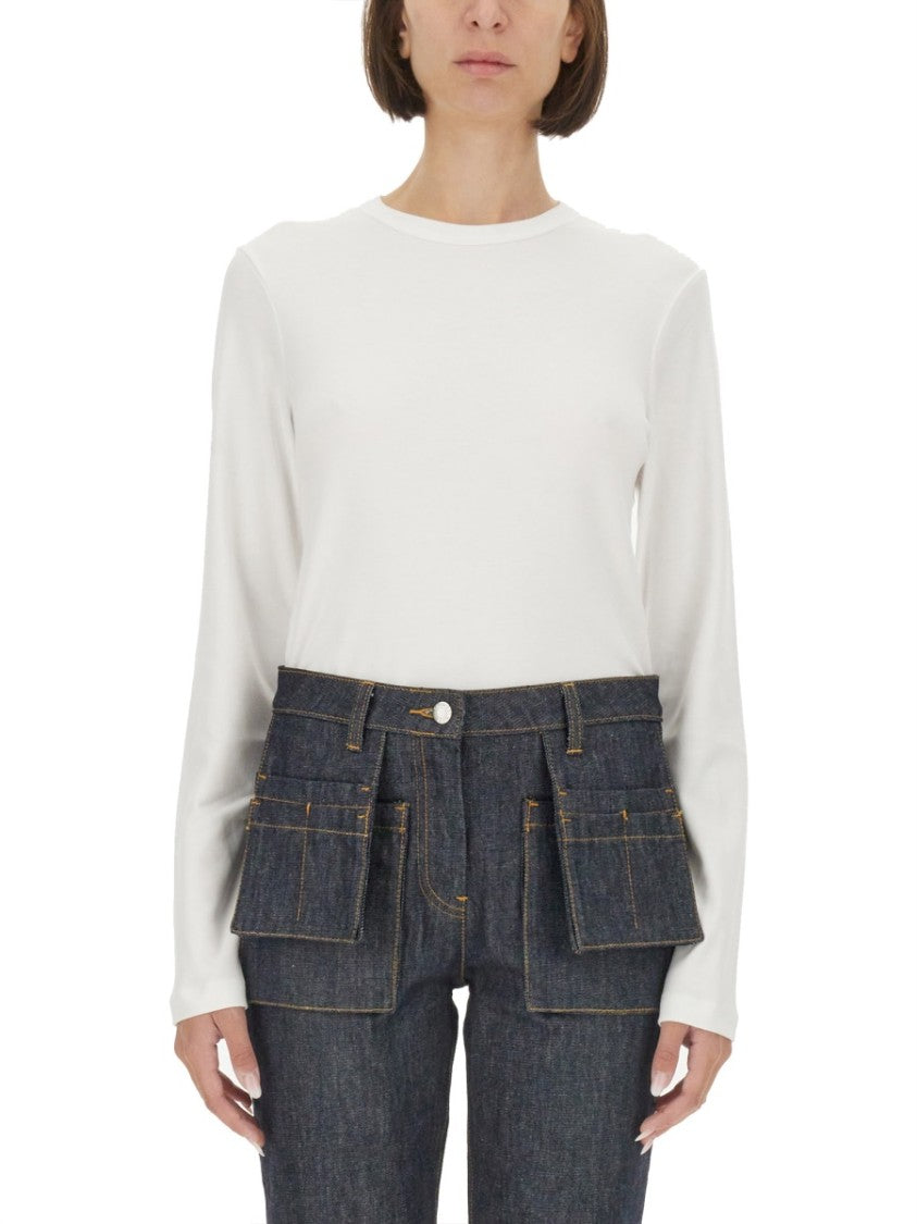 Helmut Lang Classic Round Neck Long-Sleeved T-Shirt With Subtle Logo Detail