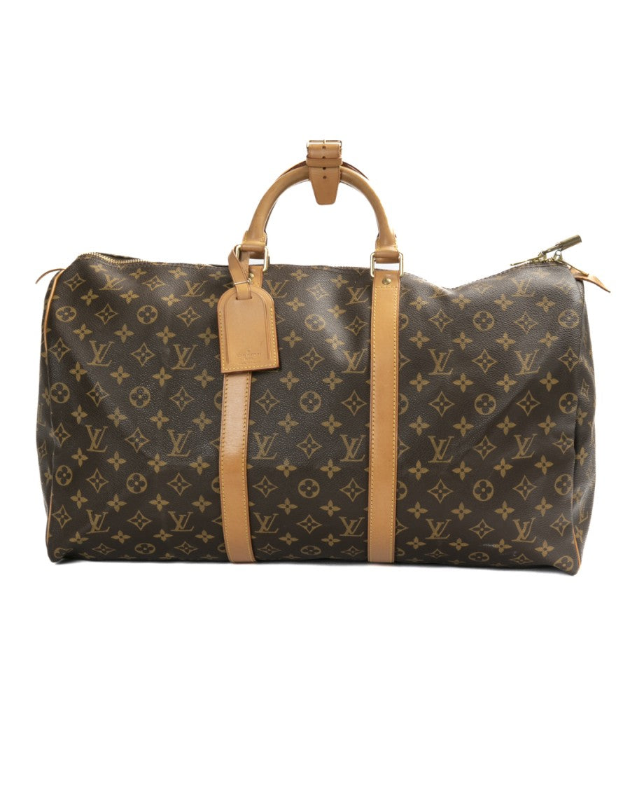 Louis Vuitton Brown Keepall 50 Monogram Canvas Leather Duffel Bag