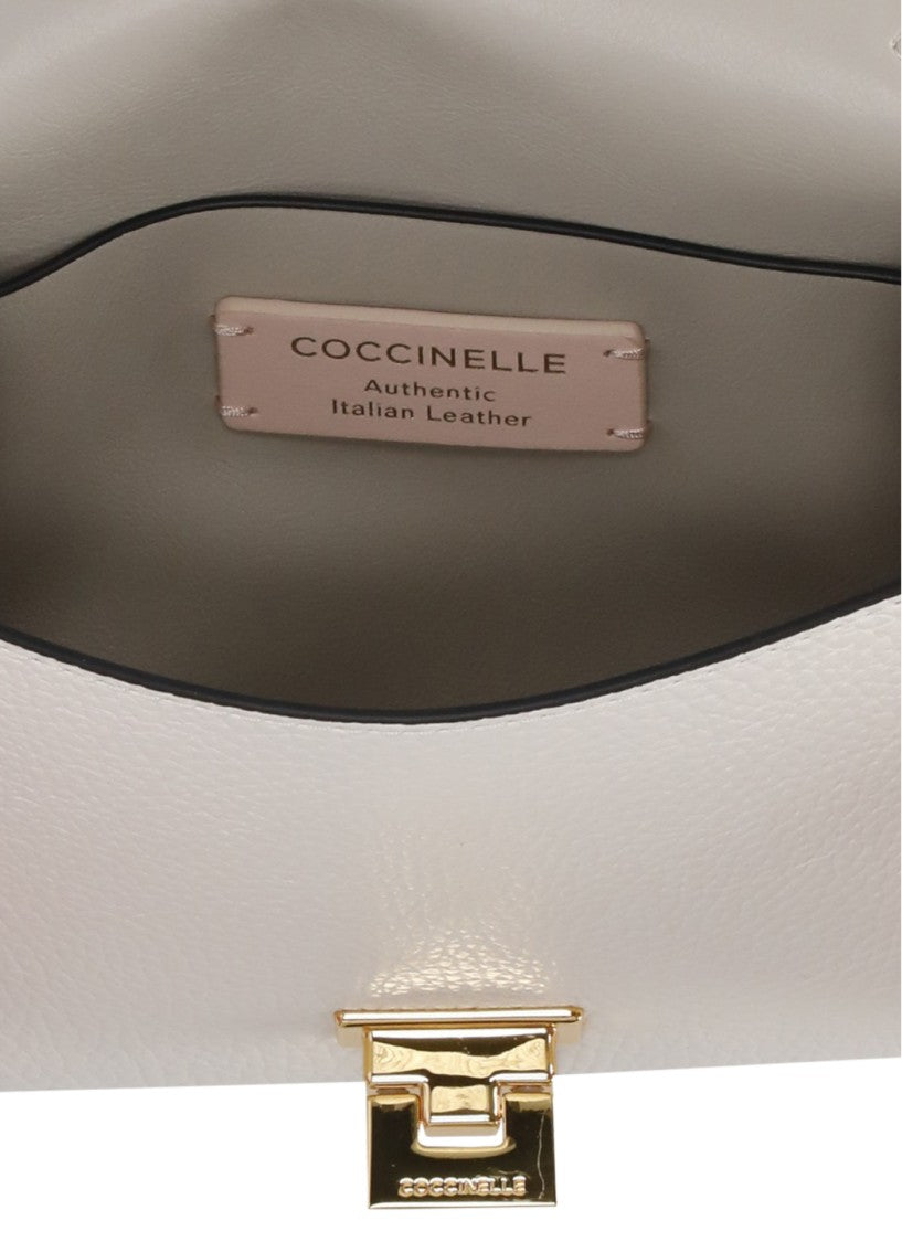 Coccinelle Ivory Pebbled Leather Arlettis Handbag With Gold-Tone Clasp