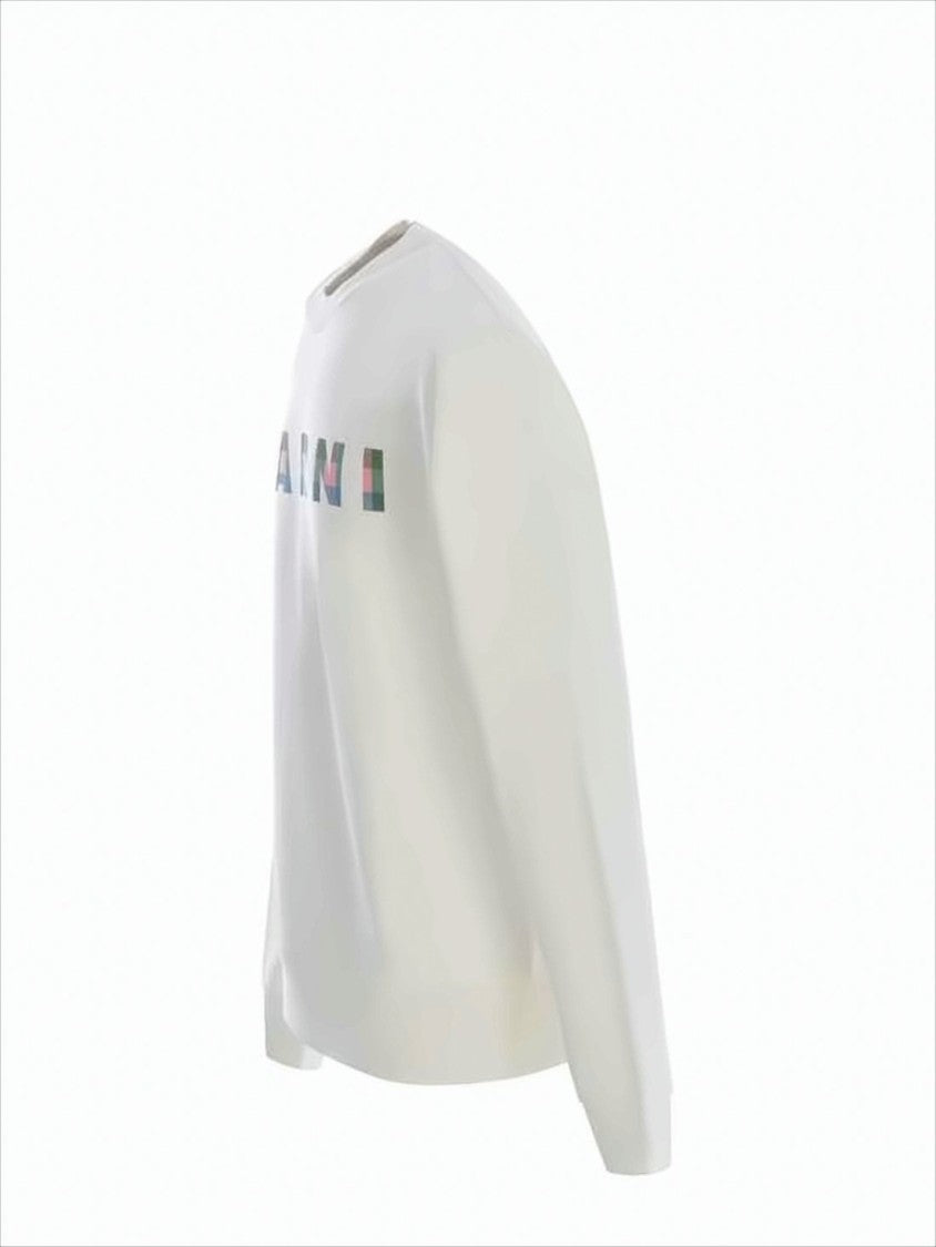 Marni Long Sleeve Cotton Sweatshirt With Geometric Logo