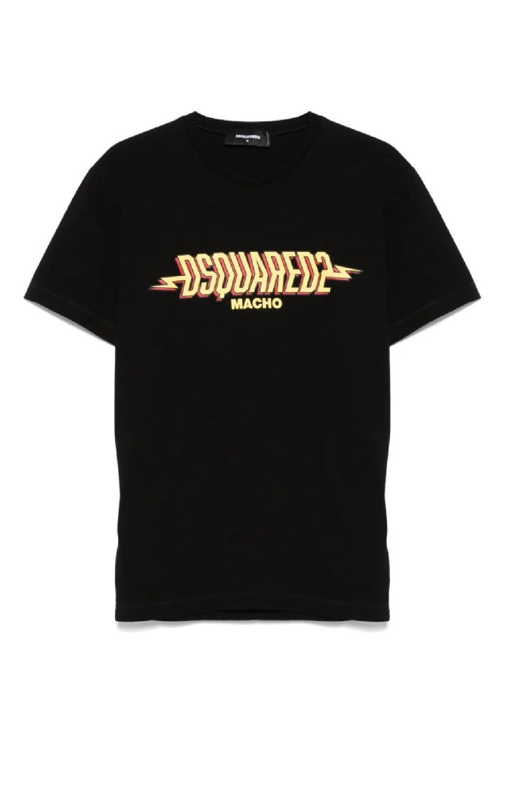 Dsquared2 Black Graphic Print T-Shirt With Relaxed Fit