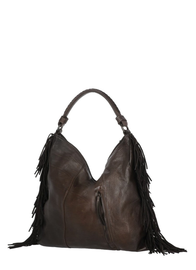 Reptile's House Brown Reptile's House Shopping Tote With Braided Pattern And Fringes