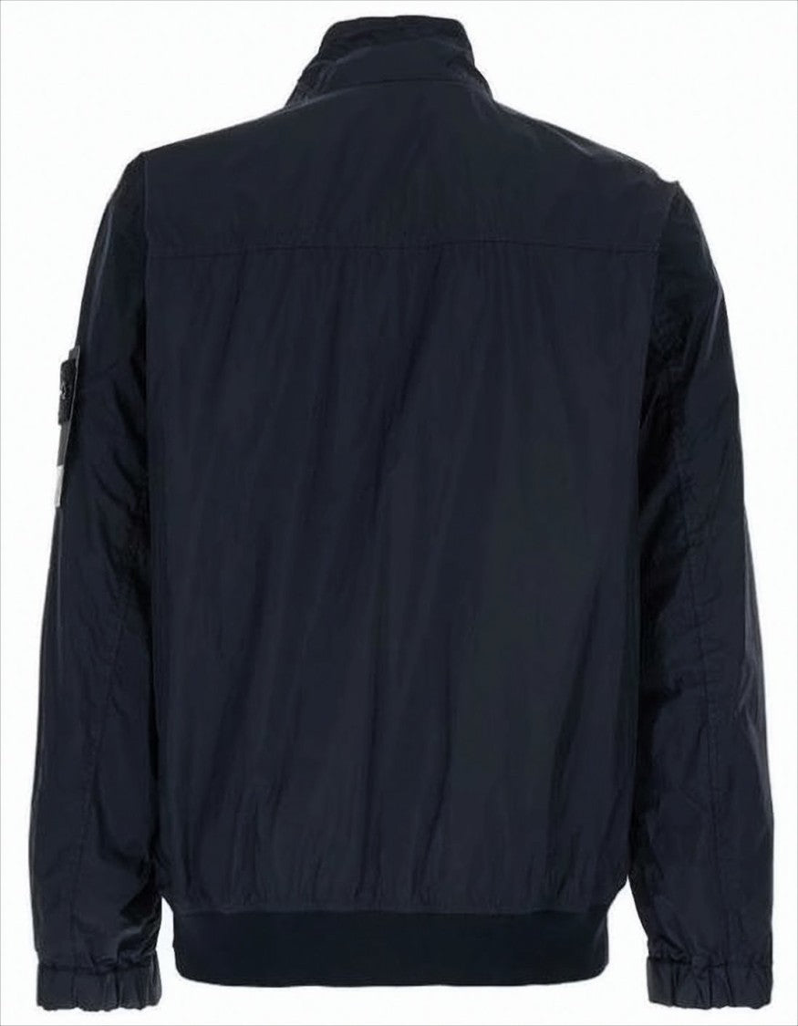 Stone Island Lightweight Blue Nylon Jacket With High Collar