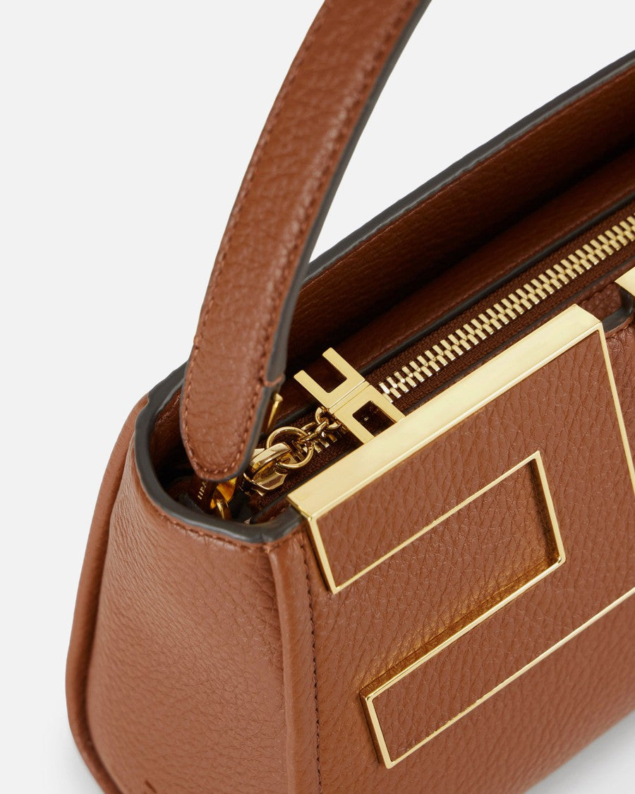 Elisabetta Franchi Textured Leather-Finish Handbag With Gold-Tone Hardware