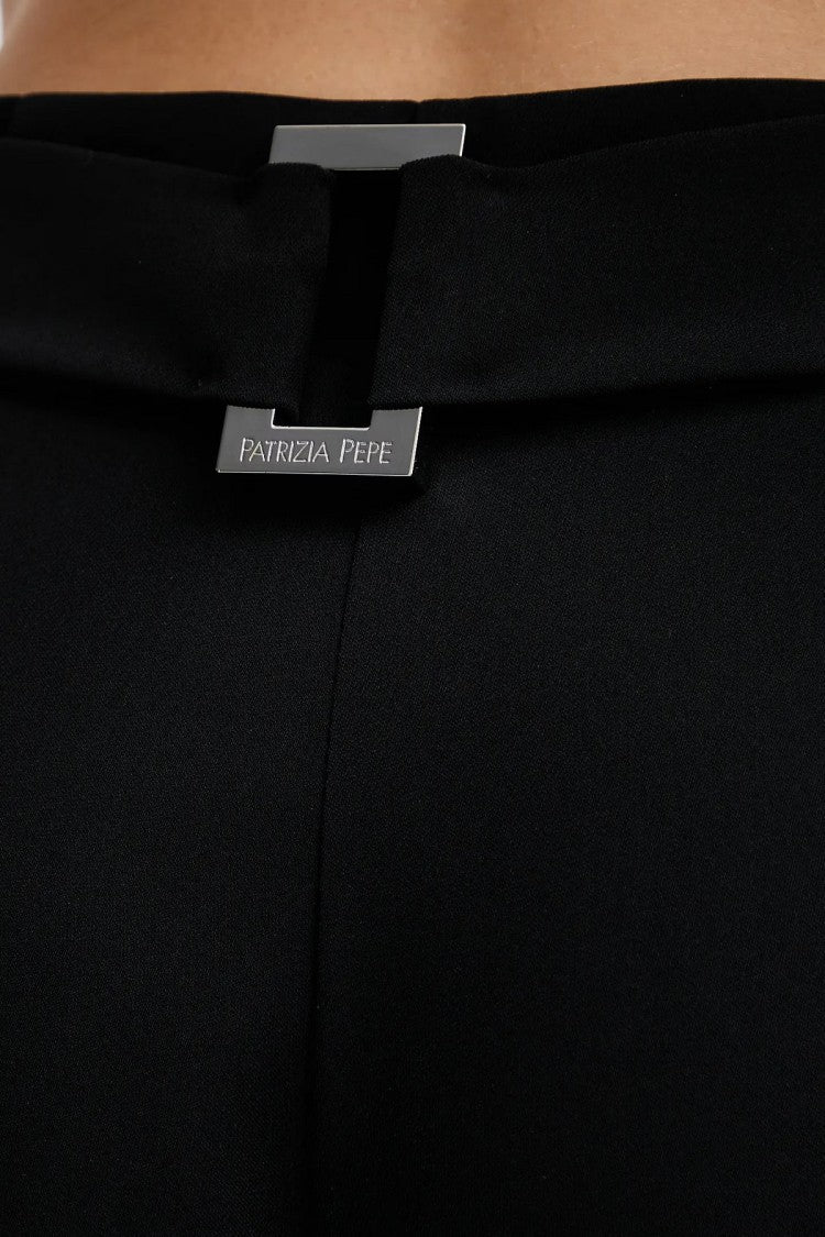Patrizia Pepe Black Flared Tailored Polyester-Blend Pants