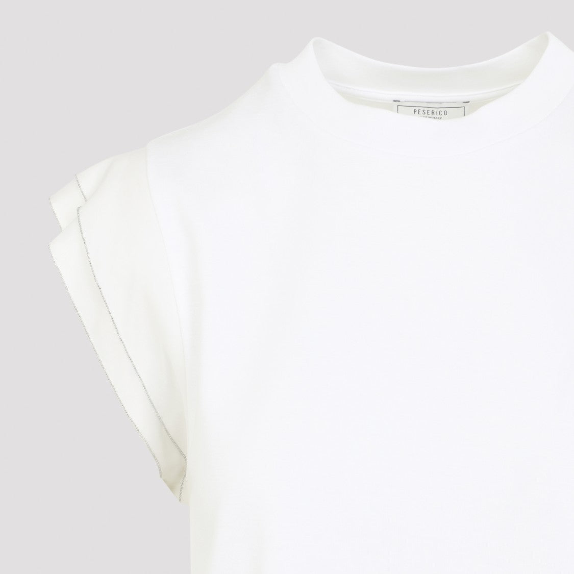Peserico Sleeveless White Top With Layered Ruffle Details
