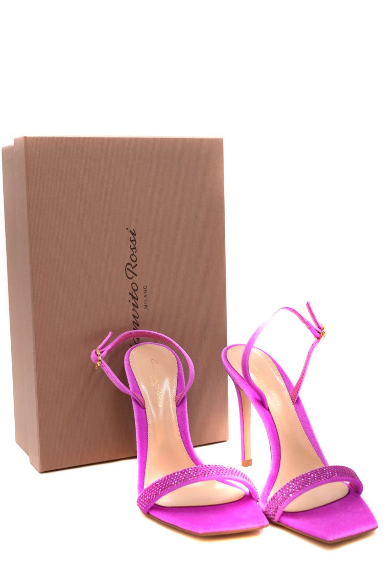 Gianvito Rossi Fuchsia Velvet Buckle-Strap Sandal