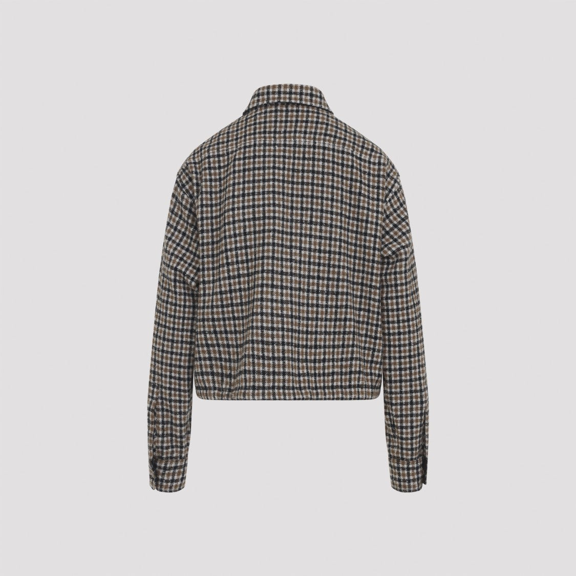 Moncler Asymmetric Hem Grey Wool Shirt