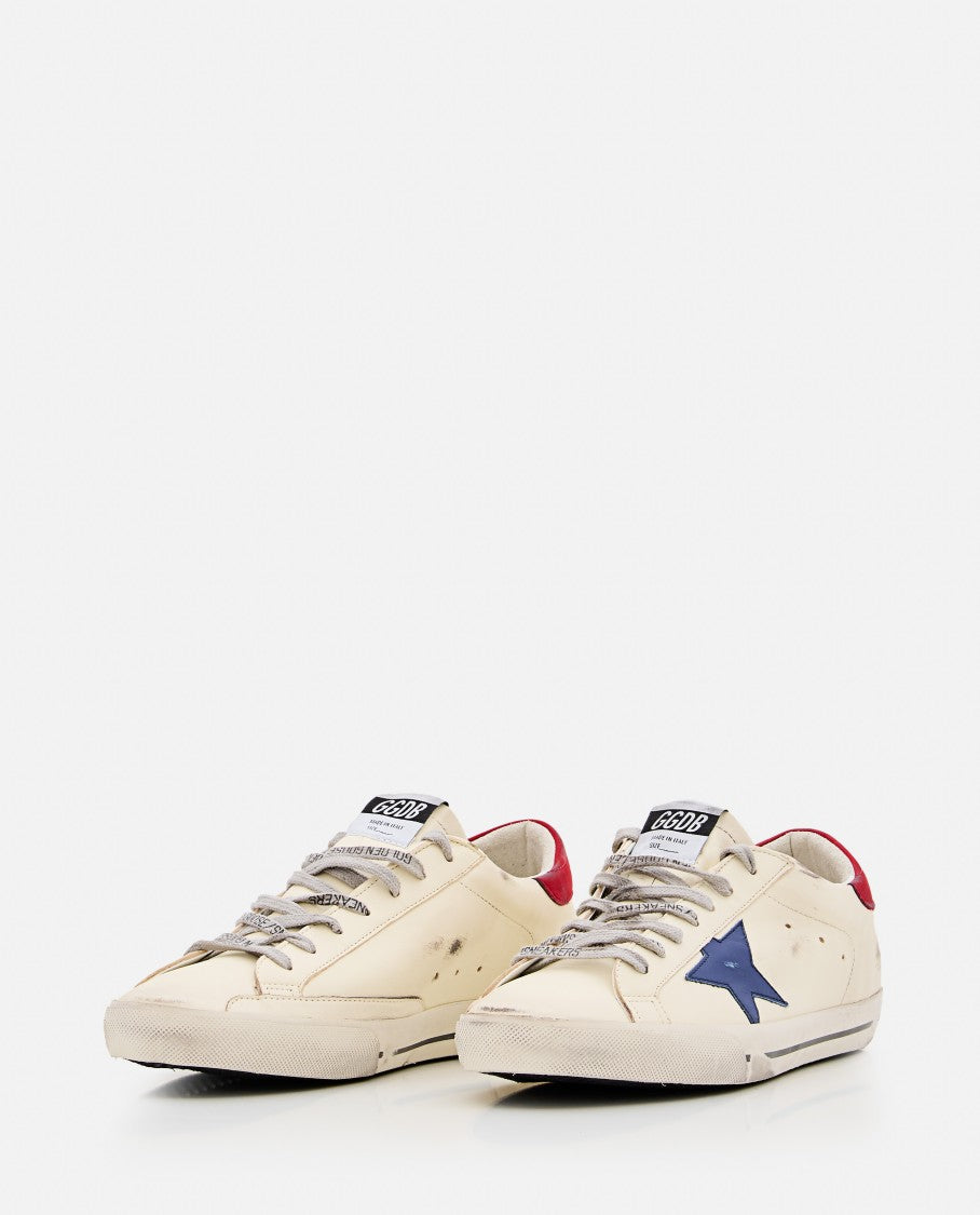Golden Goose Super-Star Cream Sneakers With Blue Star