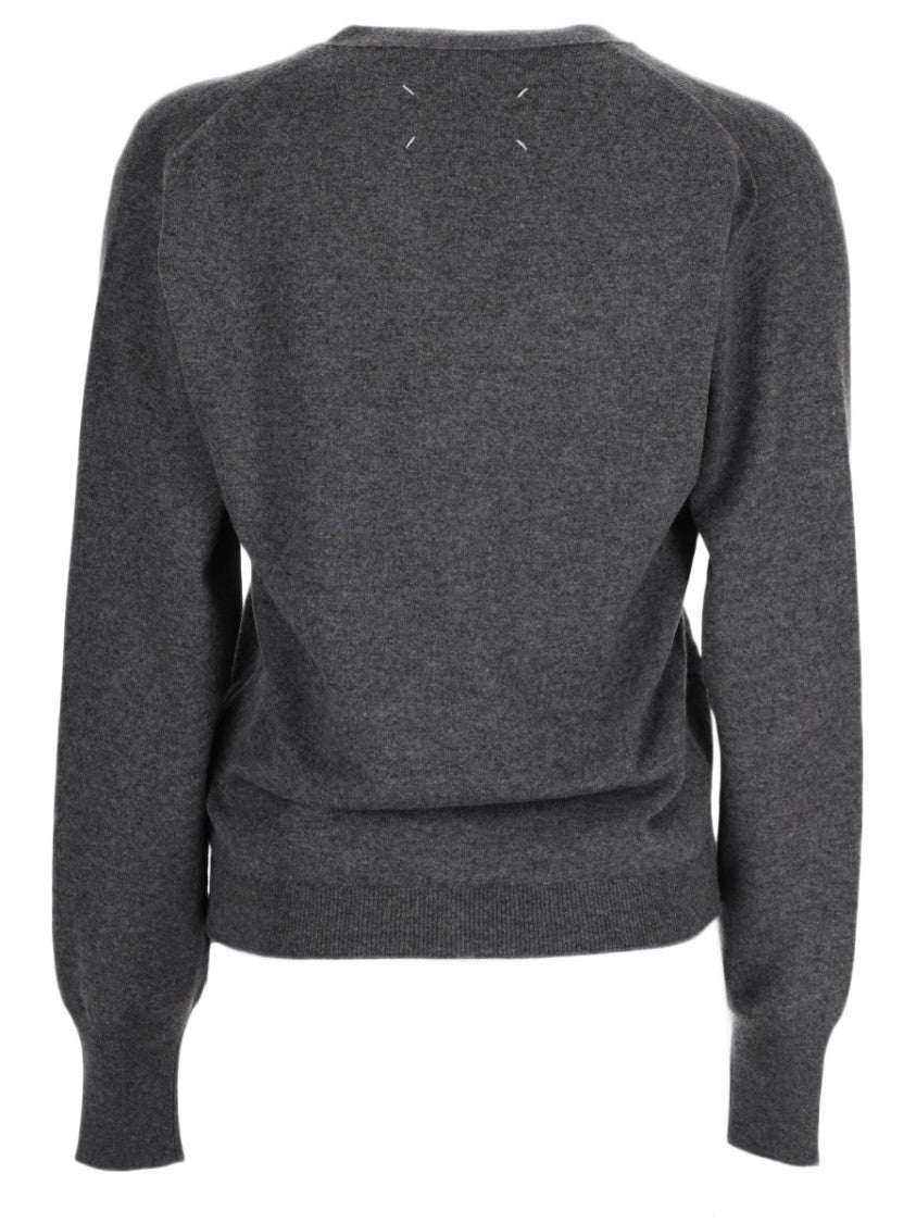 Maison Margiela Deep V-Neck Virgin Wool Cardigan