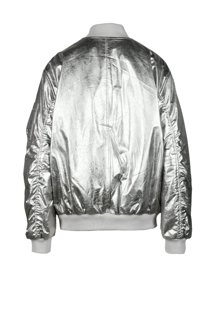Iro Leather Bomber Jacket - Silver