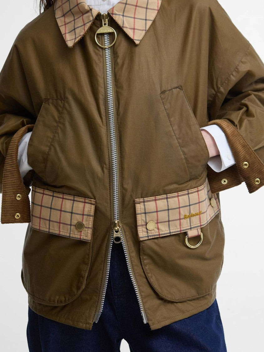 Barbour Launton Boxy Cropped Checked Jacket