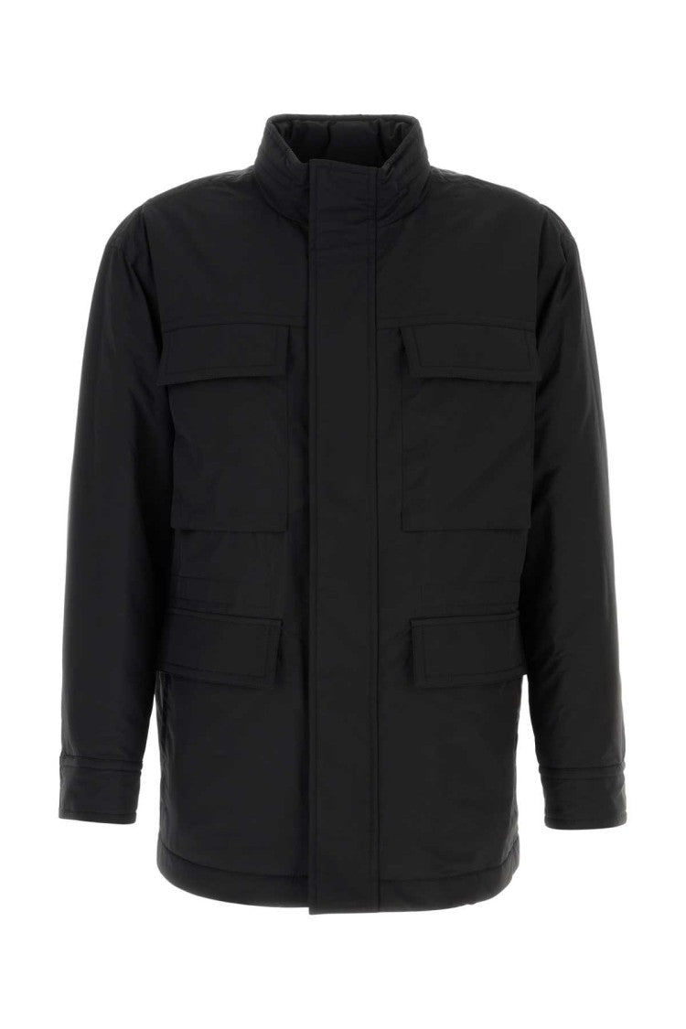 Salvatore Ferragamo Black Wool Blend Padded Jacket