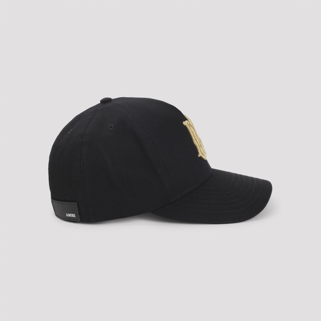 Amiri Black Cotton Baseball Cap With Gold Embroidery