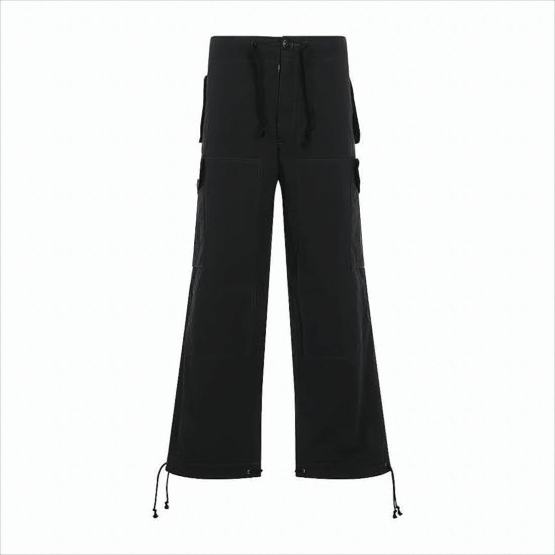 Maison Margiela Relaxed Fit Black Cargo Pants With Adjustable Drawstrings