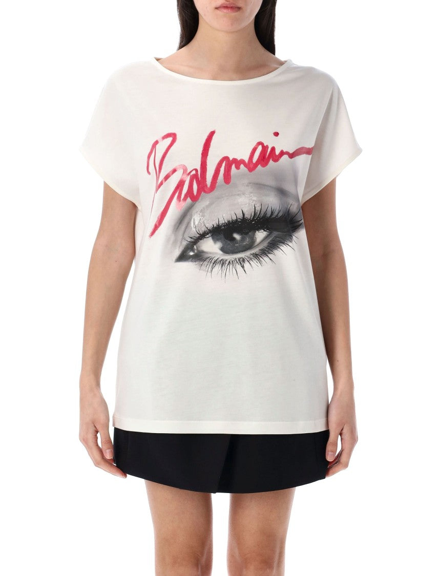 Balmain Big Eye Print Logo Tee